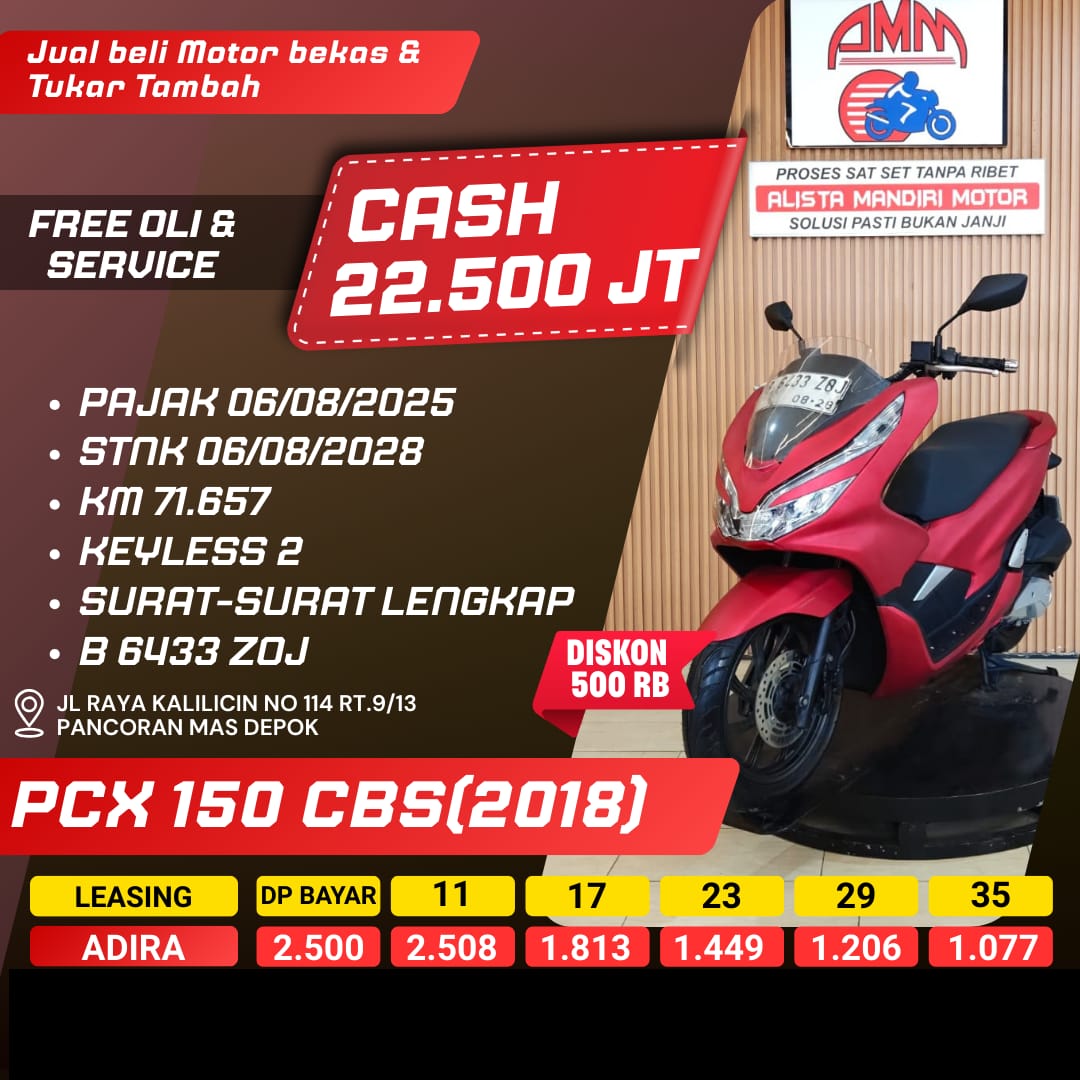PCX CBS 150 2018 B 6433 ZOJ